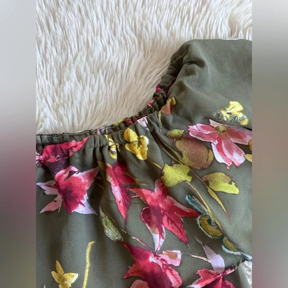 Anthropologie Maeve Vallita Off-The-Shoulder Floral Butterfly Ruffled Blouse XS - Picture 4 of 11